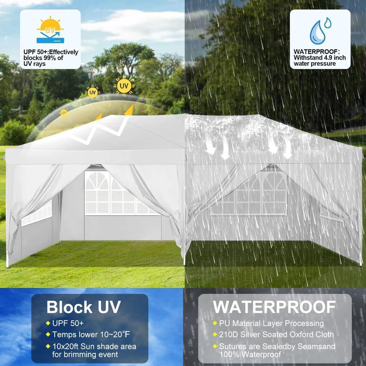 Faltpavillon 3x6m mit 6 Seitenwänden – Wasserdicht & Stabil