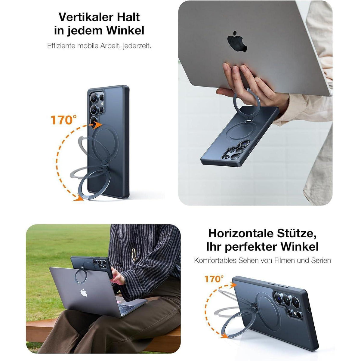 Hülle für Samsung Galaxy S25 Ultra mit Magnetring & Standfuß Schwarz