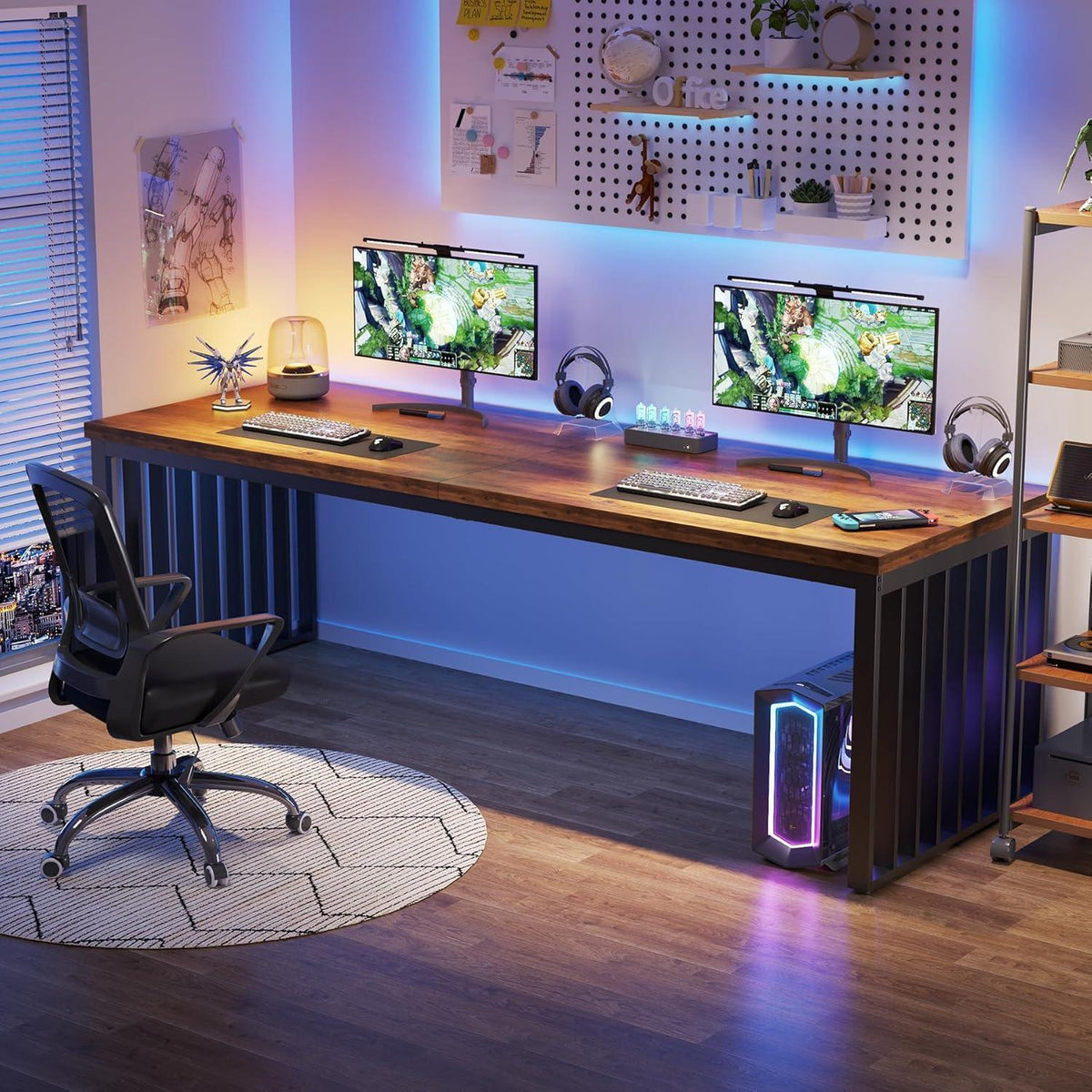 Großer Schreibtisch 180cm – Home Office PC Tisch Braun/Schwarz