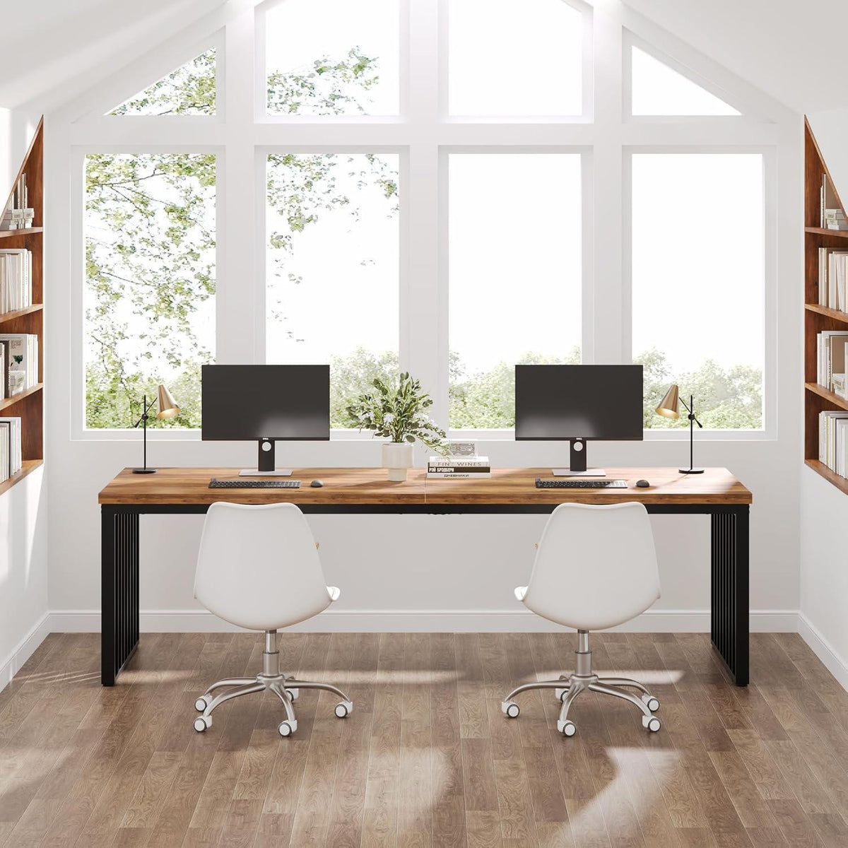 Großer Schreibtisch 180cm – Home Office PC Tisch Braun/Schwarz
