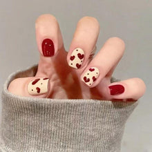 Valentine's Faltschnägel quadratisch kurz rotes Herz Design 24 Stück