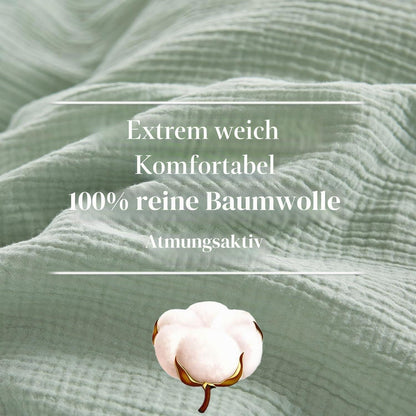Musselin Bettwäsche Set 220x240 cm, Mintgrün, Atmungsaktiv & Weich