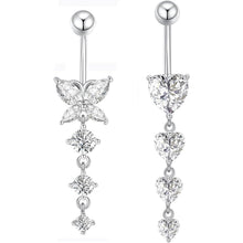 Bauchnabelpiercing 2er Set 10mm Herz Anhänger Chirurgenstahl Silber Gold