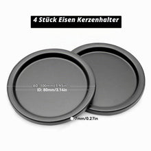 4er Set Kerzenteller Metall 10cm Schwarz für Stumpenkerzen