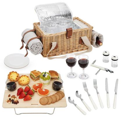 Picknickkorb Set für 2 Personen mit Tisch & Besteck