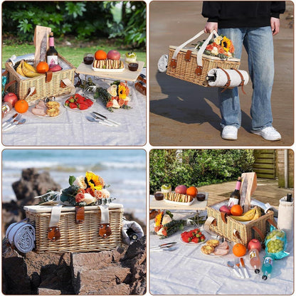 Picknickkorb Set für 2 Personen mit Tisch & Besteck