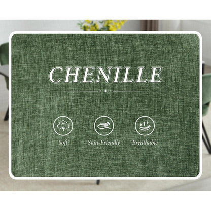 2er Set Esszimmerstühle Grün, Chenille Polsterstühle drehbar
