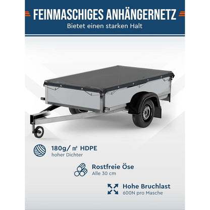 Feinmaschiges Anhängernetz 3x4m mit Spannseil – Ladungssicherung