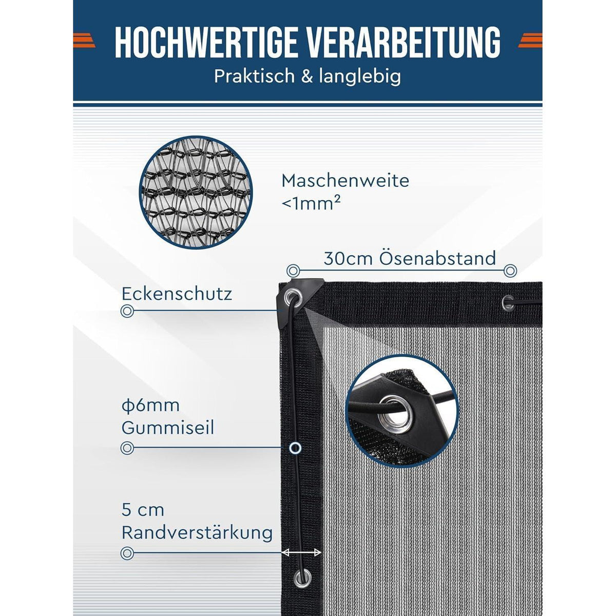 Feinmaschiges Anhängernetz 2x3m mit Spannseil – Ladungssicherung