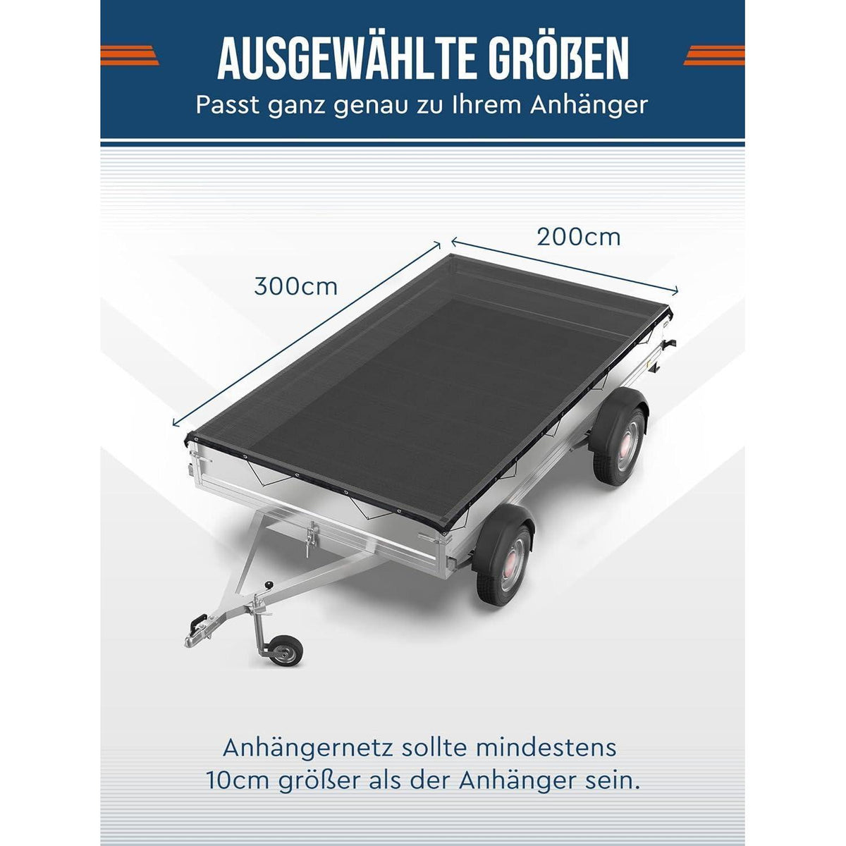 Feinmaschiges Anhängernetz 2x3m mit Spannseil – Ladungssicherung
