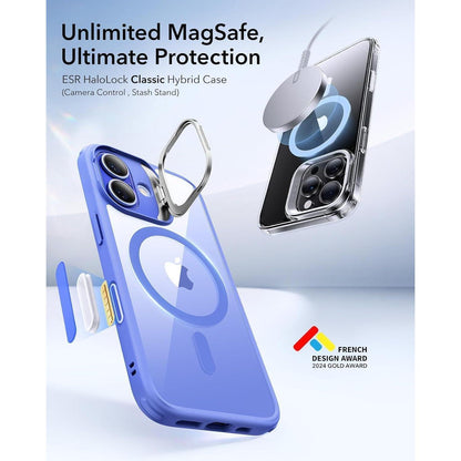 iPhone 16 Hülle mit MagSafe und integriertem Ständer, Blau