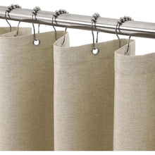 Leinen Duschvorhang mit Metallringen Taupe 122x182cm