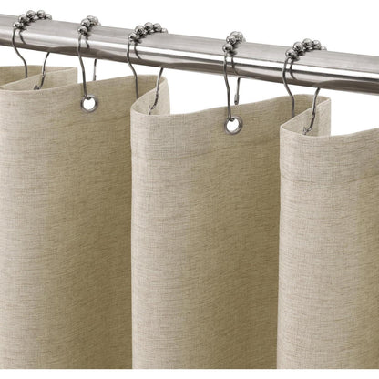 Leinen Duschvorhang mit Metallringen Taupe 122x182cm