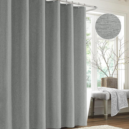Leinen Duschvorhang wasserdicht grau 182x198cm mit Haken