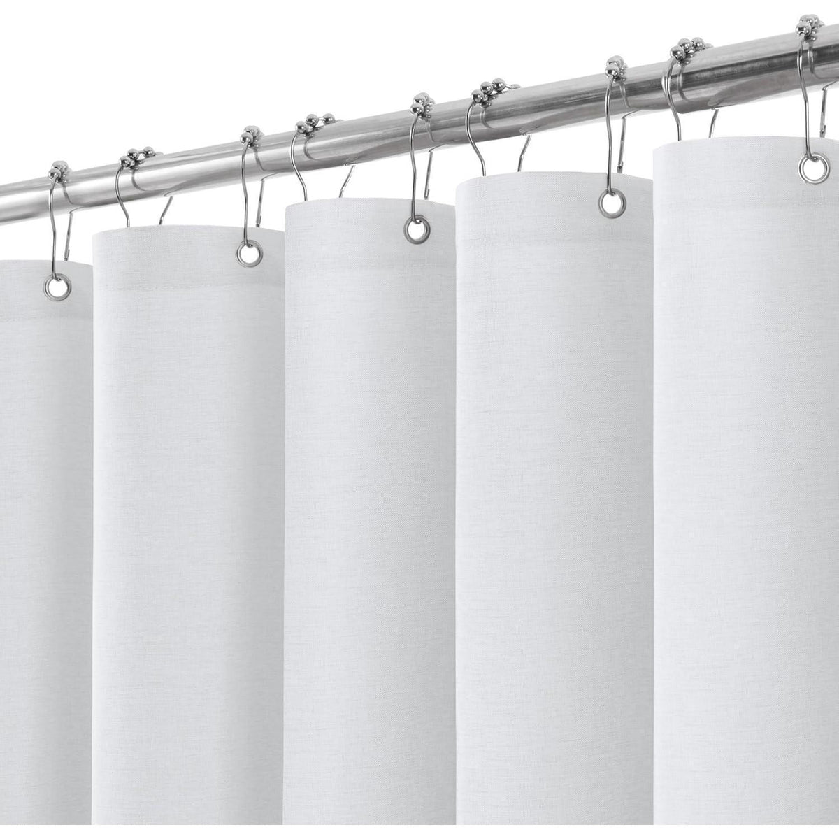 Leinen Duschvorhang wasserdicht weiß 275x182cm mit Haken