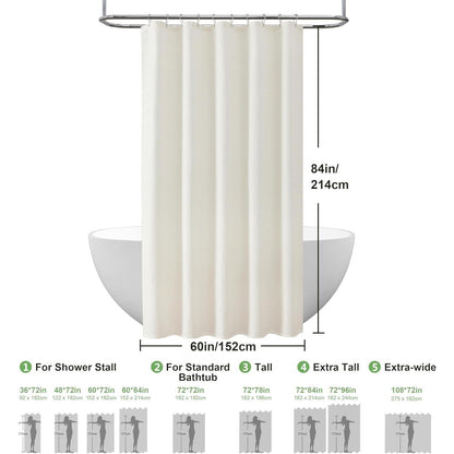Waffel Duschvorhang wasserdicht Creme 152x214cm mit Haken