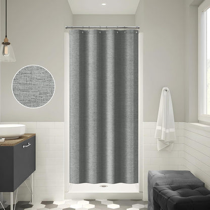 Leinen Duschvorhang wasserdicht grau 122x182cm mit Haken