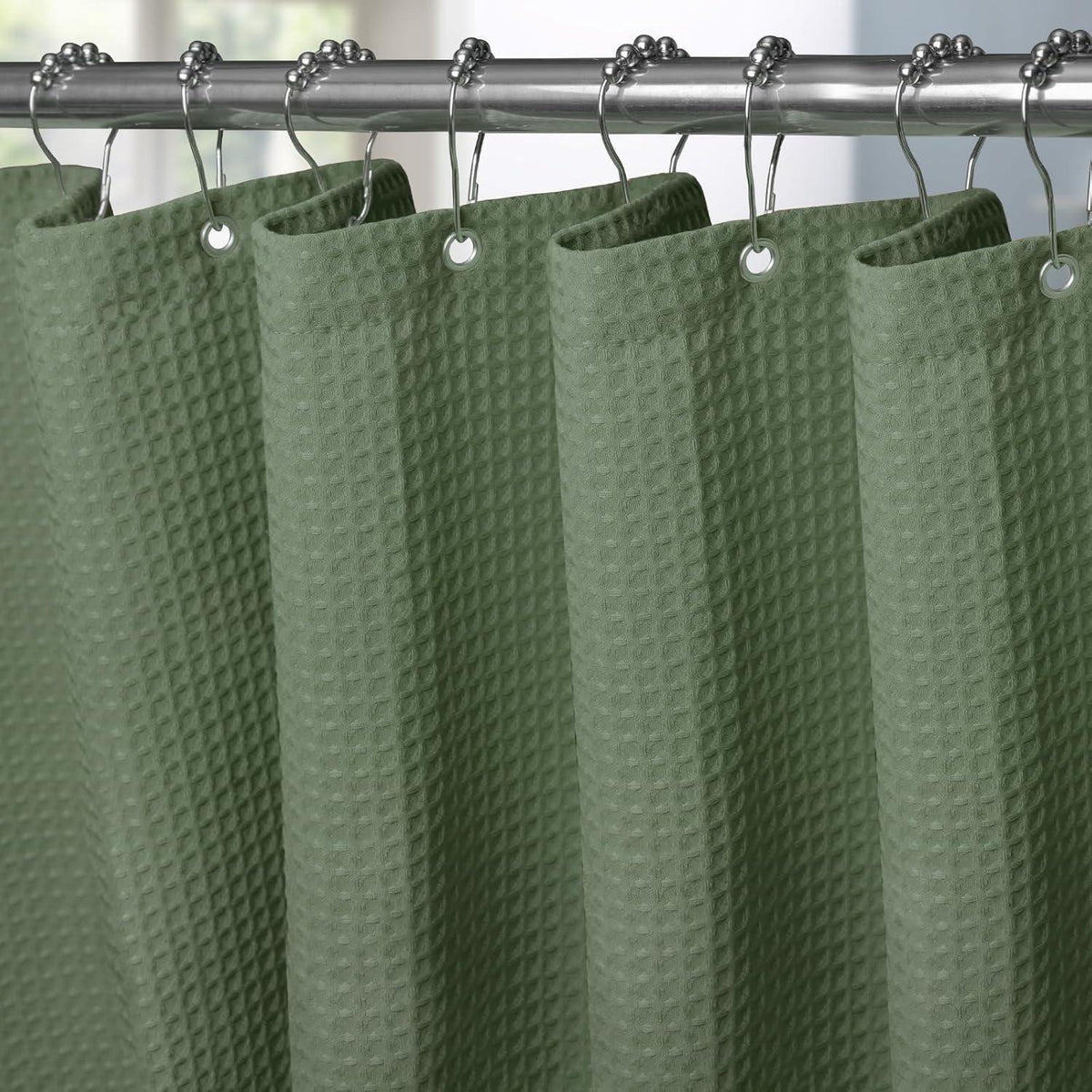 Waffel Duschvorhang wasserdicht, Grün 152x182cm mit Haken