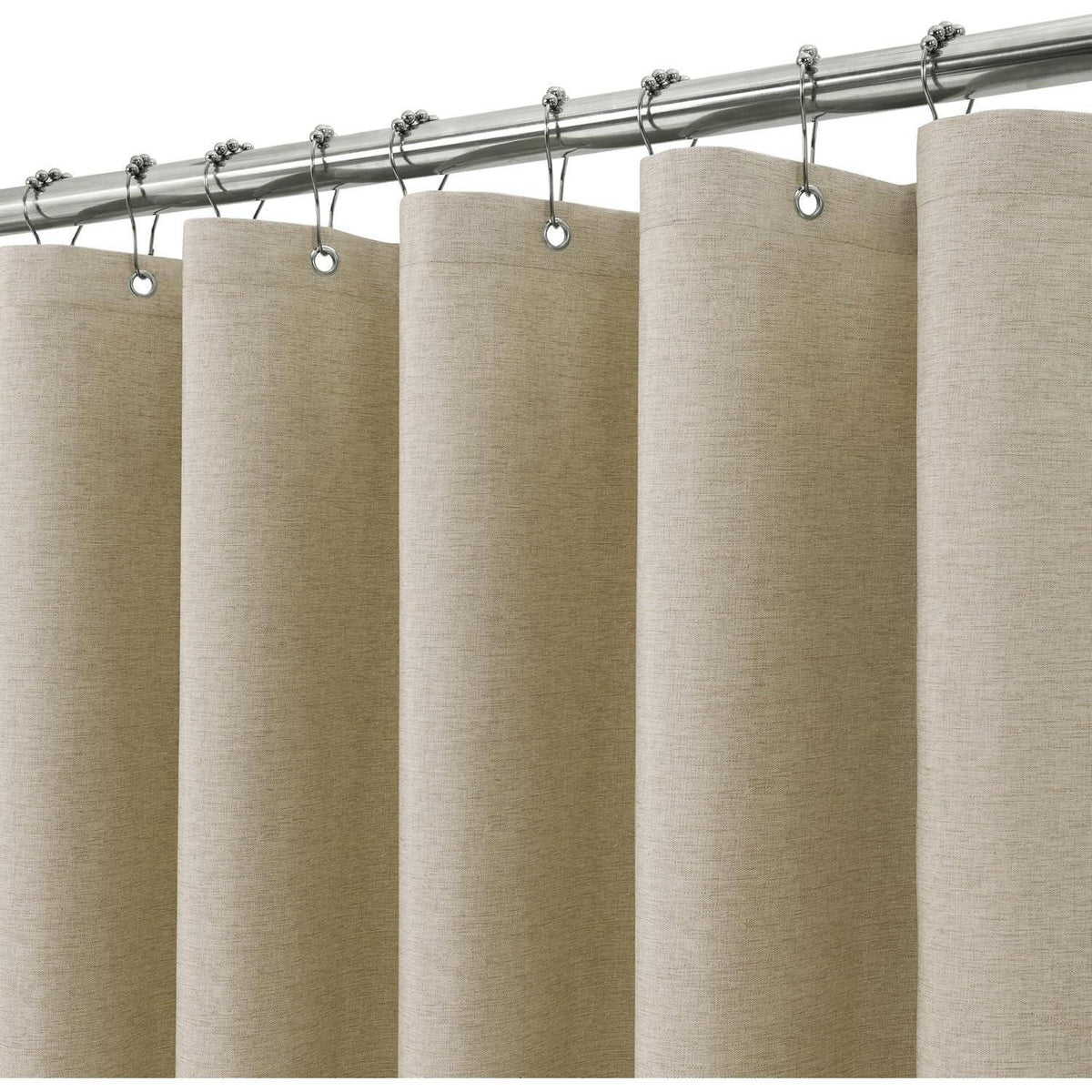 Leinen Duschvorhang mit Metallringen Taupe 275x182cm