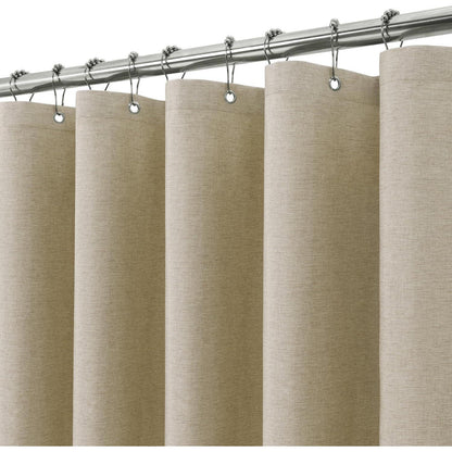 Leinen Duschvorhang mit Metallringen Taupe 275x182cm