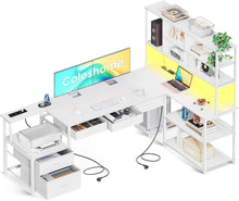 Eckschreibtisch LED USB Steckdosen Weiß 200×110cm Homeoffice