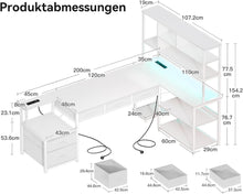 Eckschreibtisch LED USB Steckdosen 200×110cm Homeoffice
