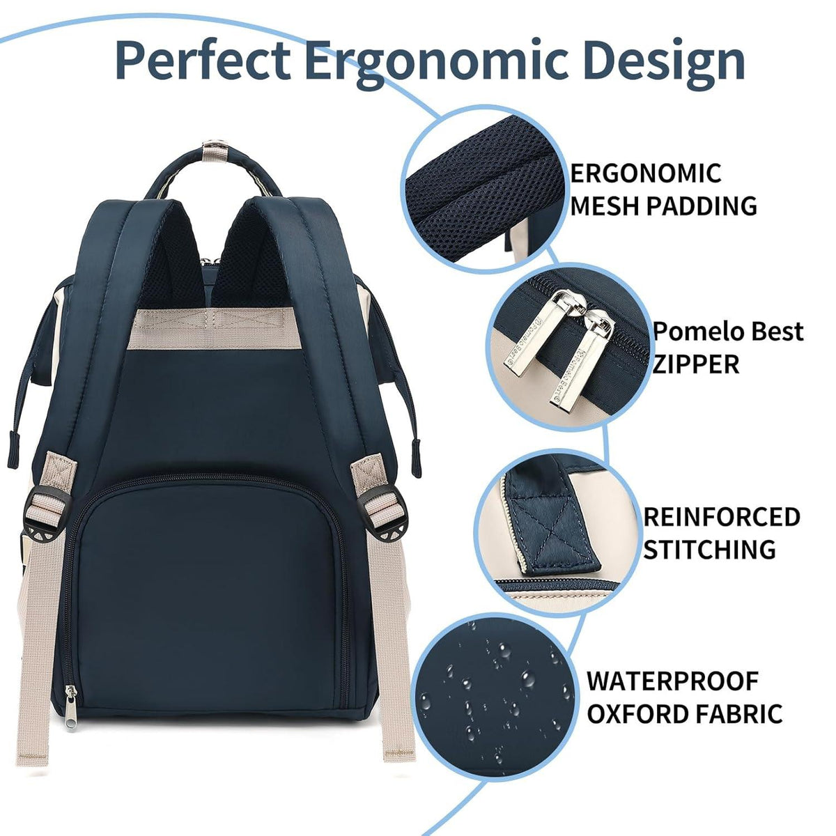 Baby Wickelrucksack mit wasserdichter Wickelunterlage & großer