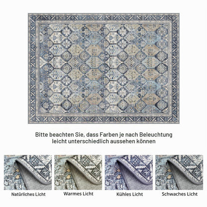 Vintage Teppich Wohnzimmer 160x230cm Blumenblau Rechteckig
