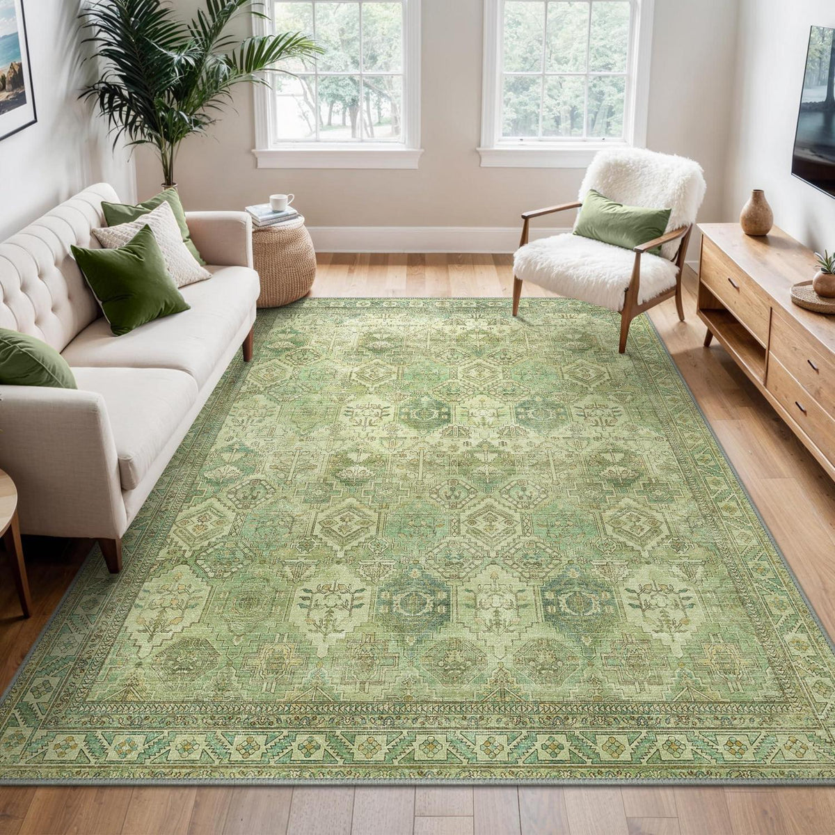 Vintage Teppich Rechteckig 150x210cm - Grasgrün