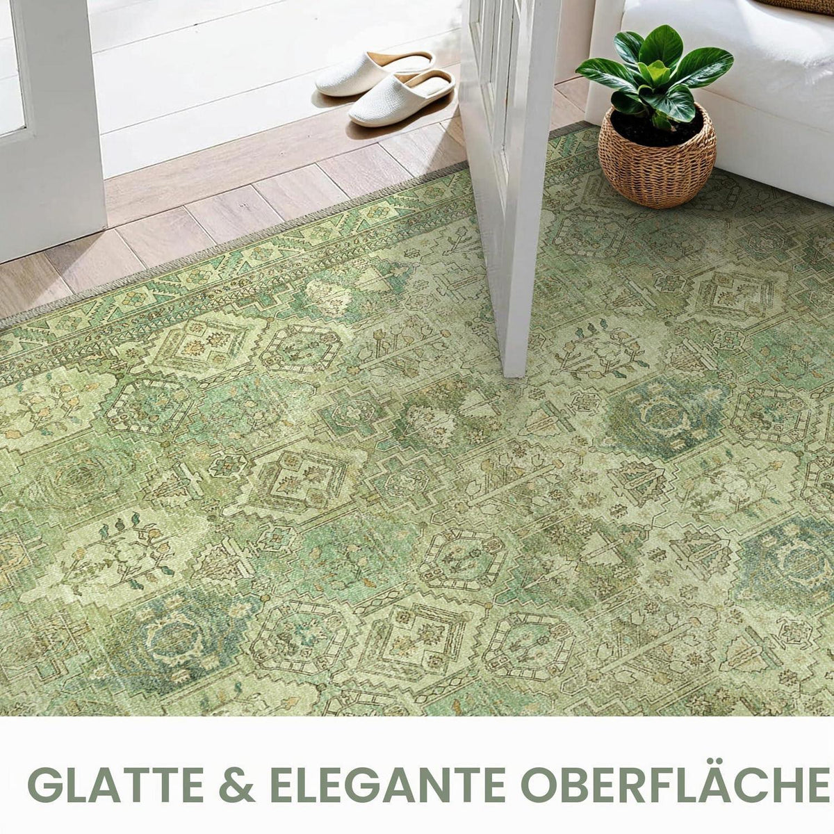 Vintage Teppich Rechteckig 150x210cm - Grasgrün
