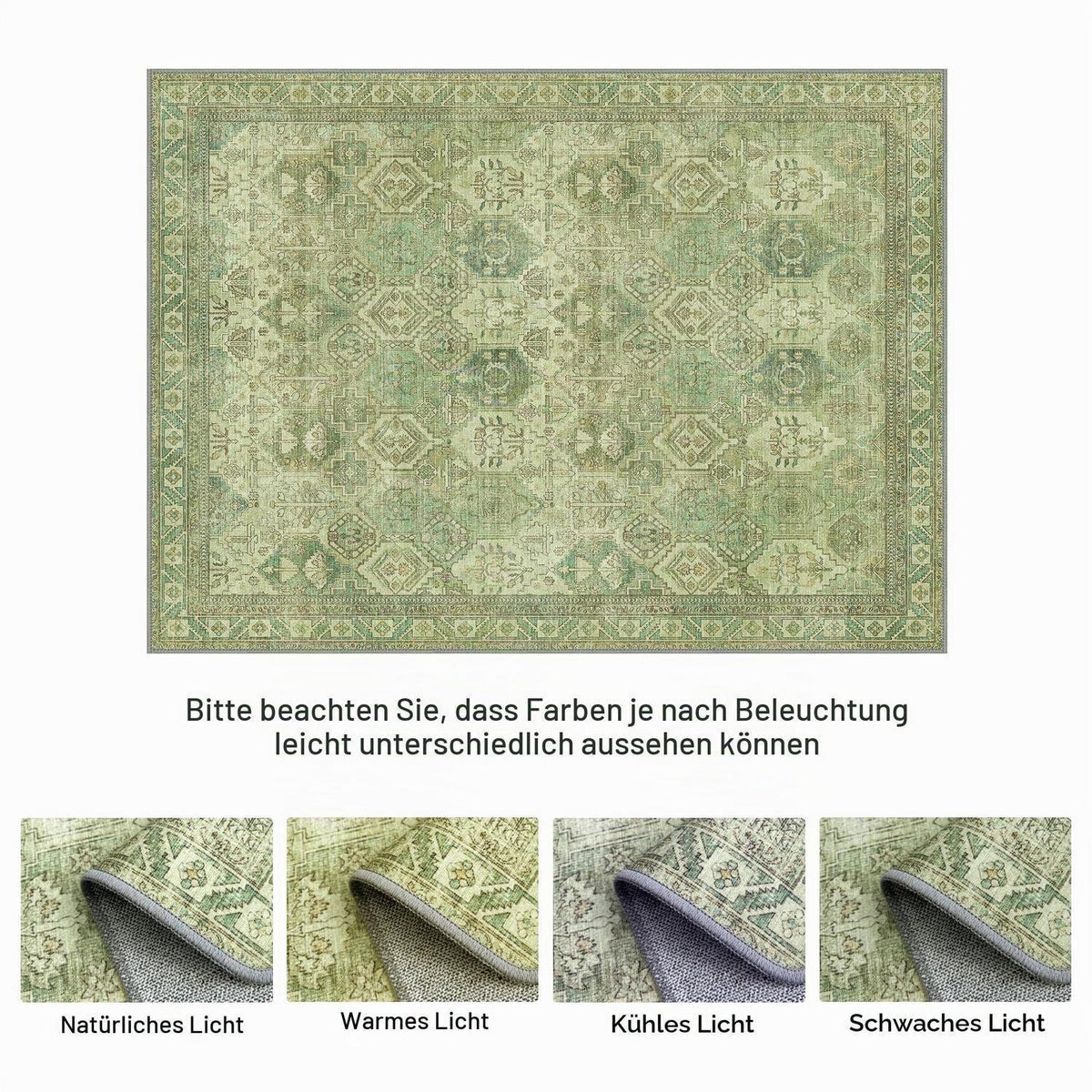 Vintage Teppich Rechteckig 150x210cm - Grasgrün