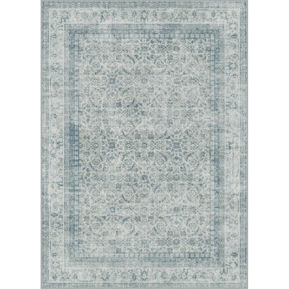 Vintage Teppich Wohnzimmer 200x290cm Hellblau Rechteckig