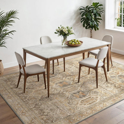 Vintage Teppich Wohnzimmer 160x230cm Hellbraun Rechteckig