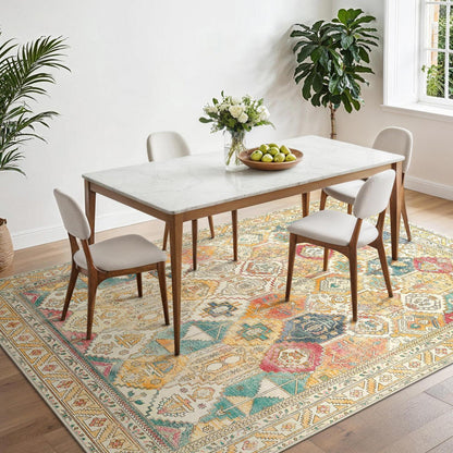 Vintage Teppich Wohnzimmer Gelb Orange 200x290cm