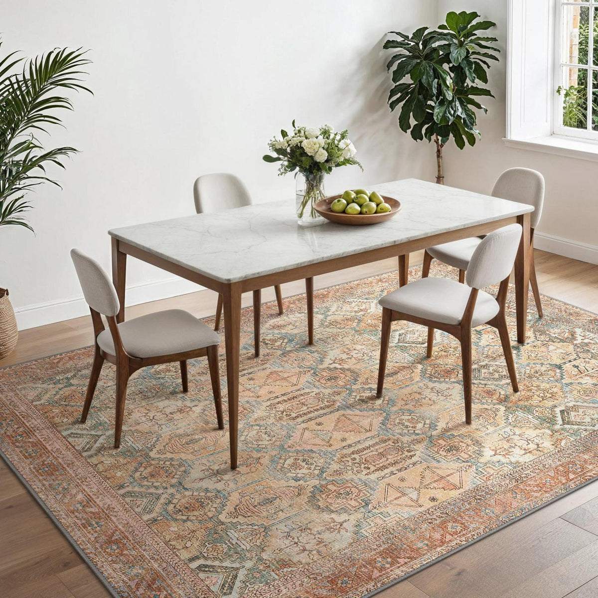 Vintage Teppich Wohnzimmer 150x210cm Clay Rotbraun Rechteckig