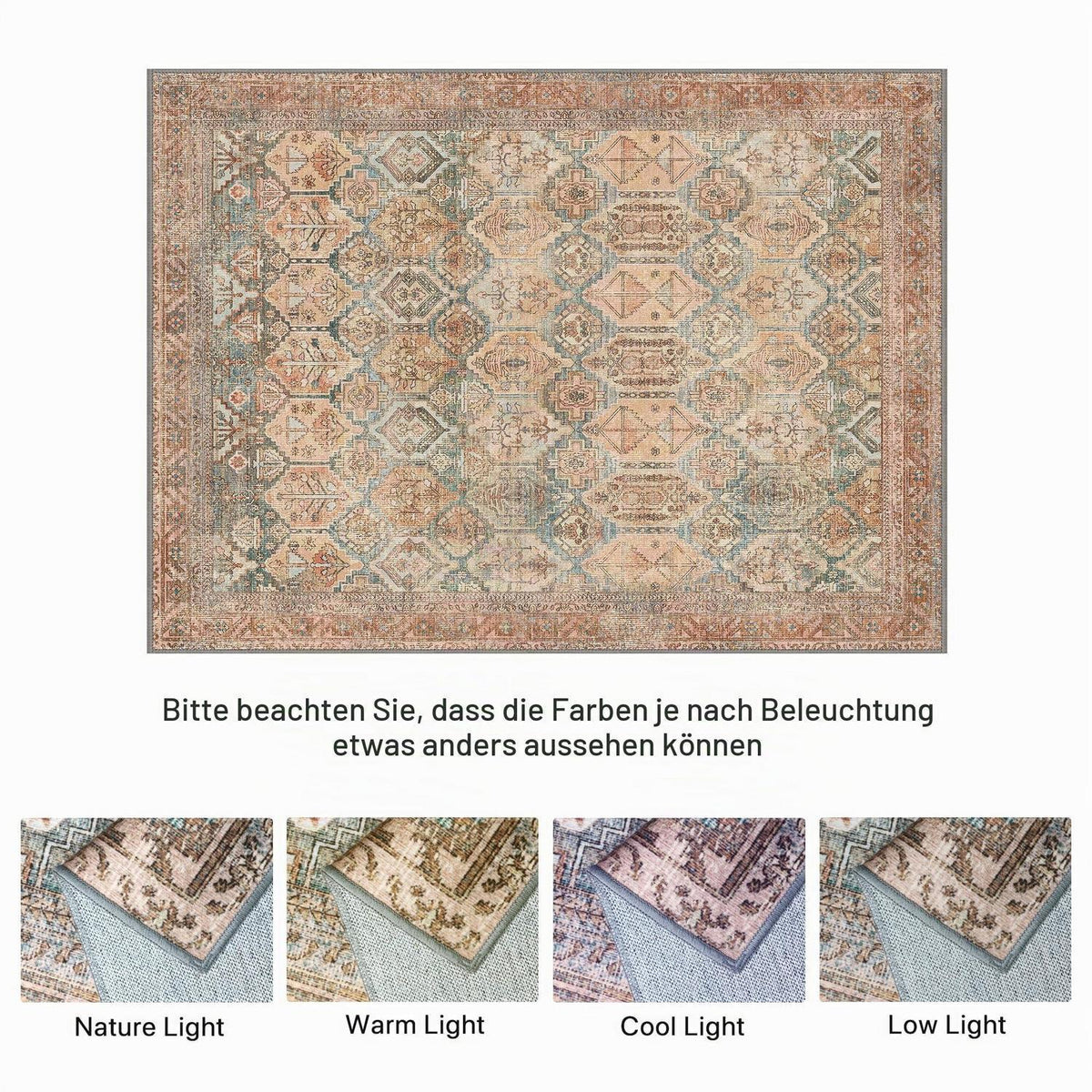 Vintage Teppich Wohnzimmer 150x210cm Clay Rotbraun Rechteckig