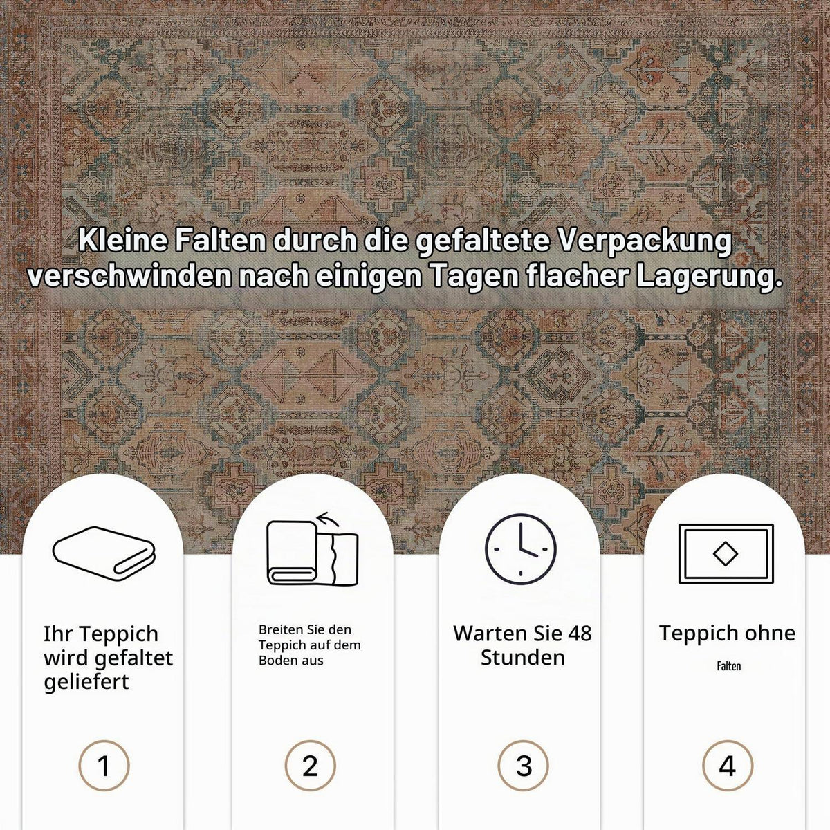 Vintage Teppich Wohnzimmer 150x210cm Clay Rotbraun Rechteckig