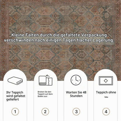 Vintage Teppich Wohnzimmer 150x210cm Clay Rotbraun Rechteckig