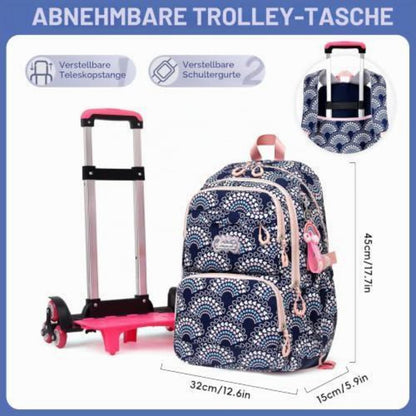 Kinder Rucksack mit Rollen – Dunkelblau, 16 Zoll Schulrucksack