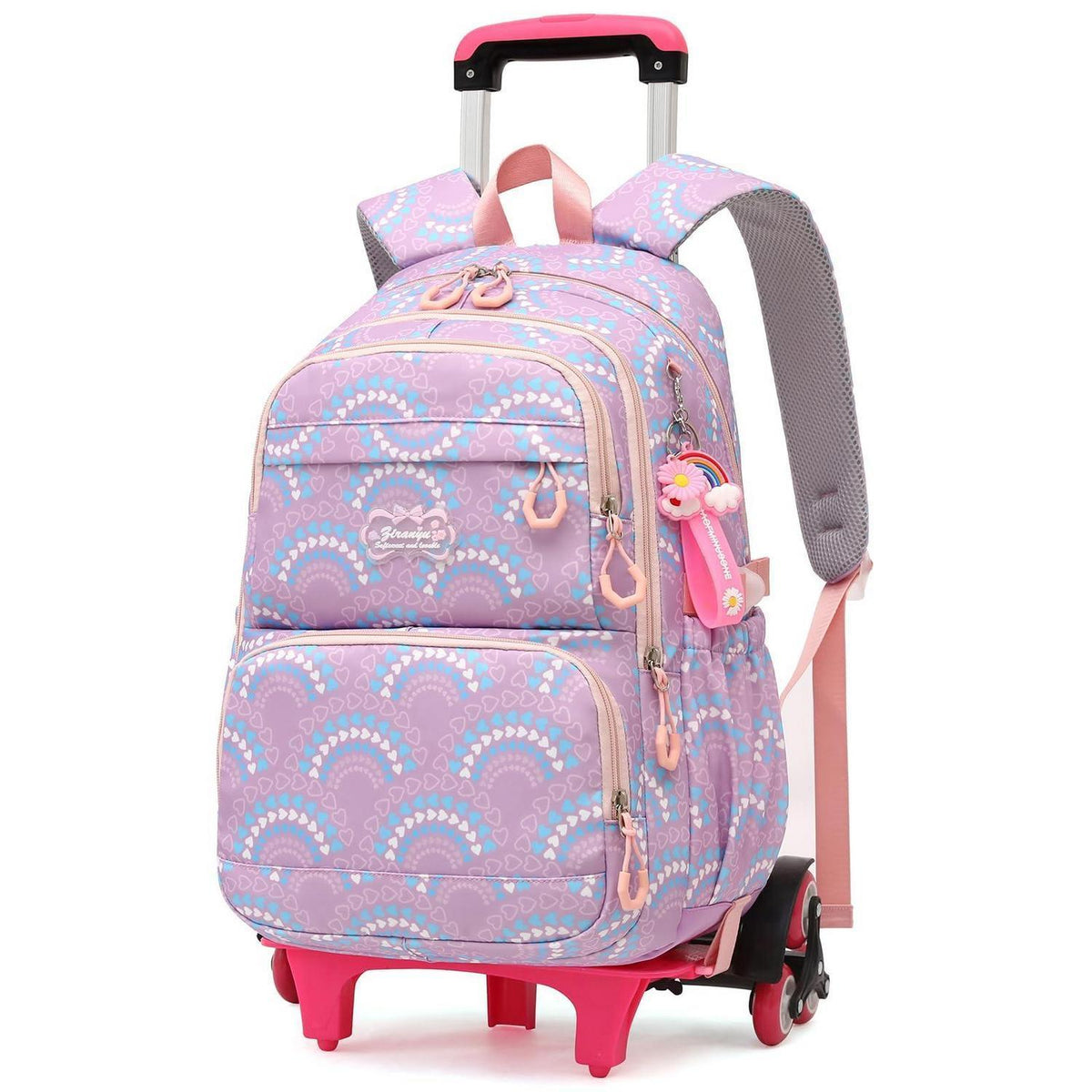 Kinderrucksack mit Rollen Lila – Schulrucksack Trolley für Mädchen