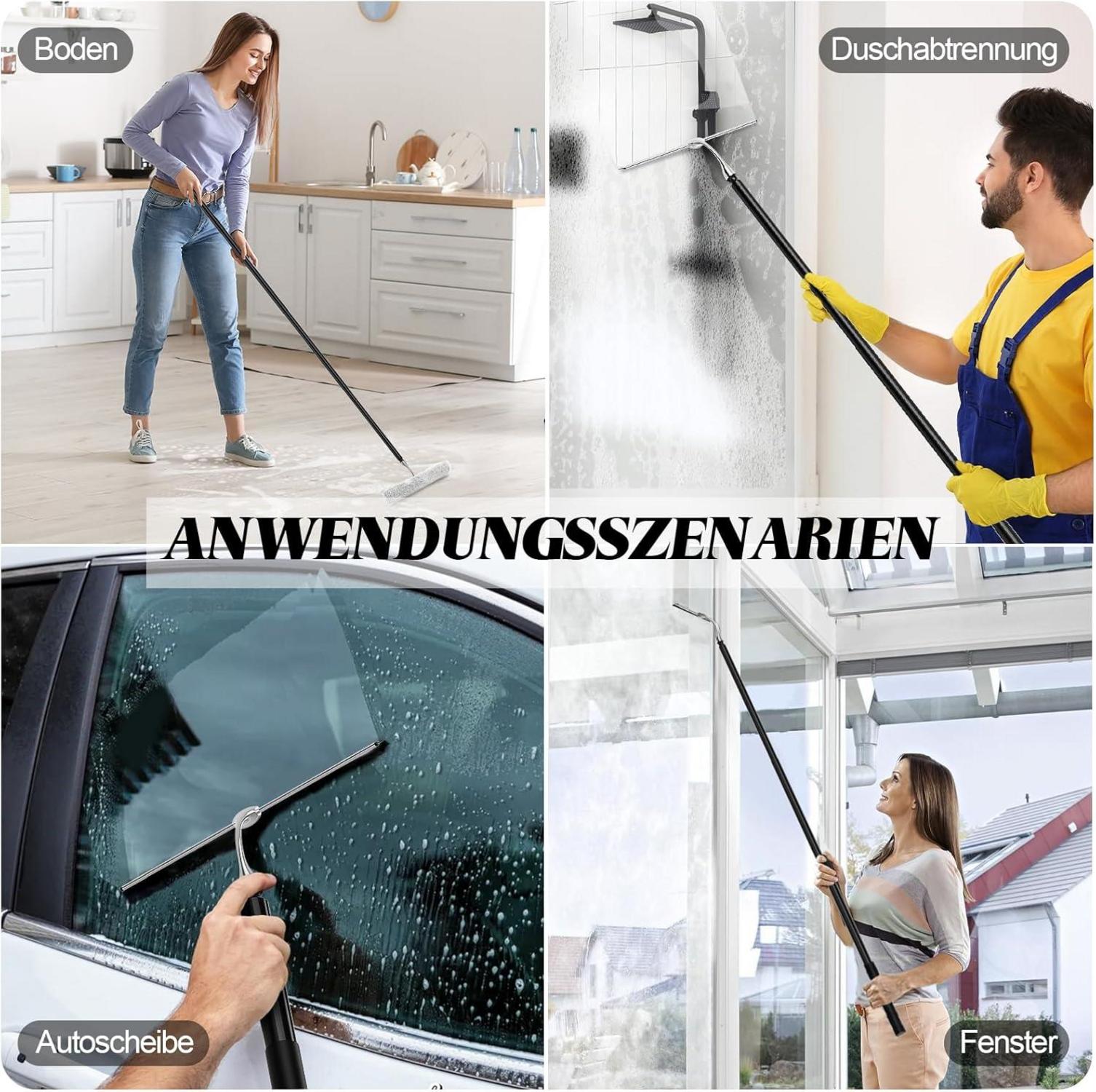 Duschabzieher Ausziehbarer Schwarz Teleskopstange 43-153cm Badezimmer