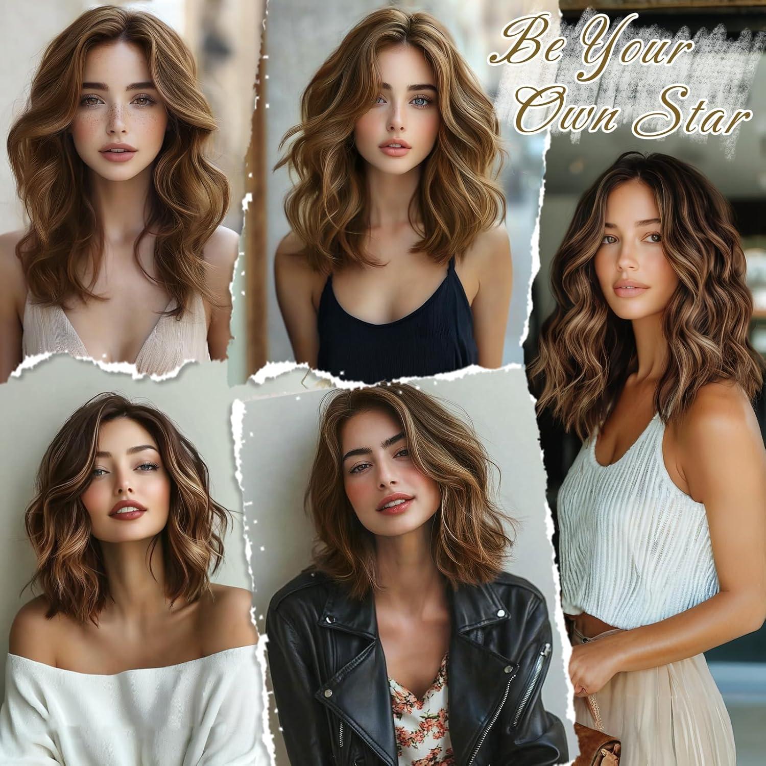 Kurze wellige Clip-in Extensions 30cm Highlight Haarverlängerung 6PCs