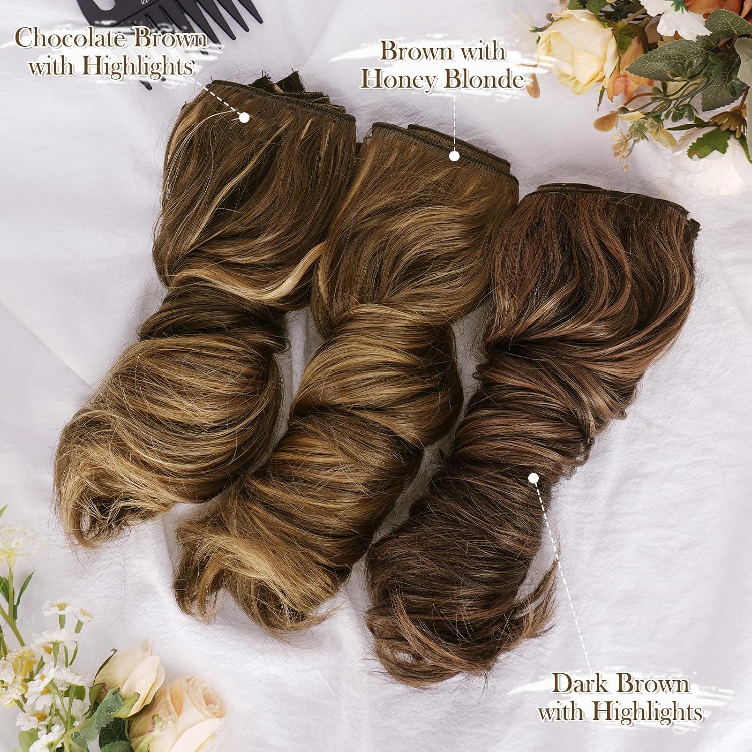 Kurze Wellige Clip in Extensions 30cm Haarverlängerung 6PCs - Dunkel Braun