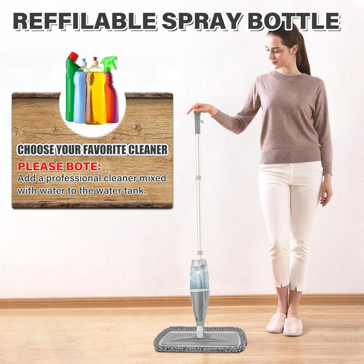 Ersatzflasche für Spray Mop, 440 ml, auslaufsicher & nachfüllbar