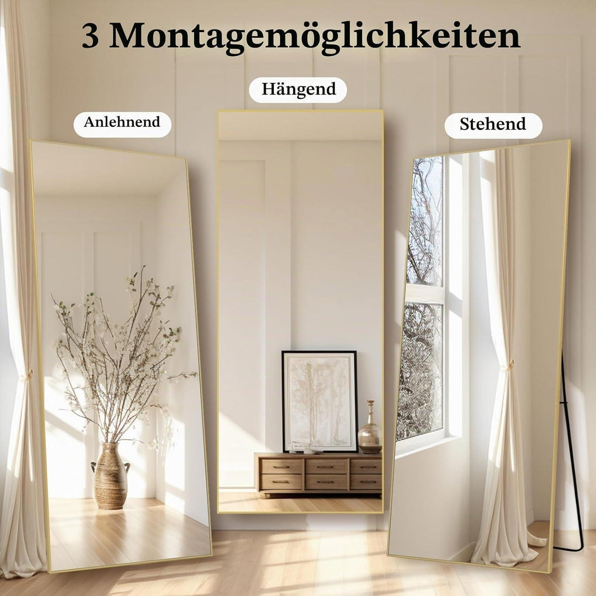 Ganzkörperspiegel 165x60cm – Stehspiegel für Schlafzimmer & Wohnzimmer