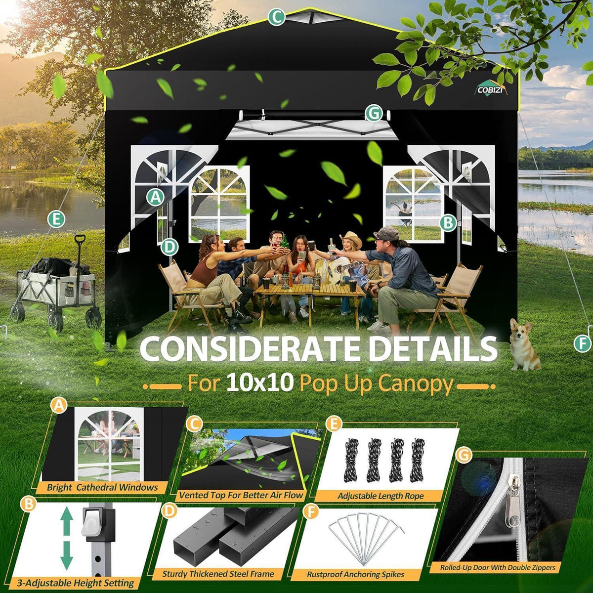 3x3m Faltpavillon mit Seitenwänden – Wasserdicht & Stabil