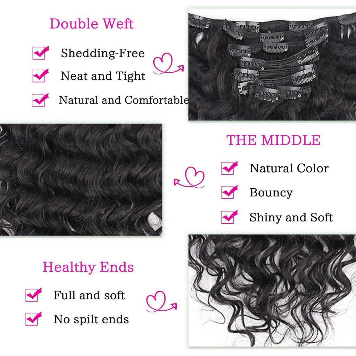 Deep Curly Echthaar Clip-Ins 55cm – Natürliches Schwarz