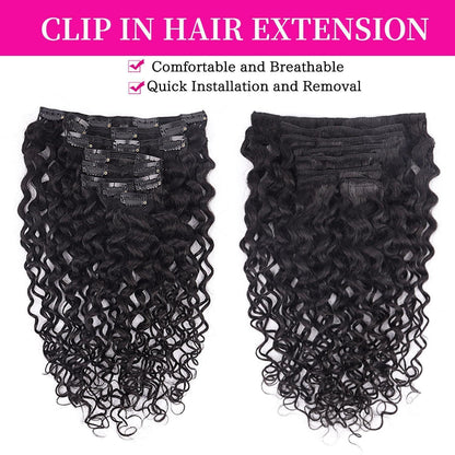 Kinky Curly Clip-in Haarverlängerung Echthaar 55cm Schwarz