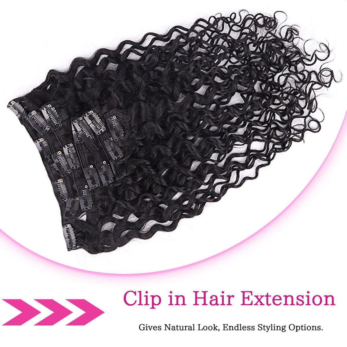 Kinky Curly Clip-in Haarverlängerung Echthaar 55cm Schwarz