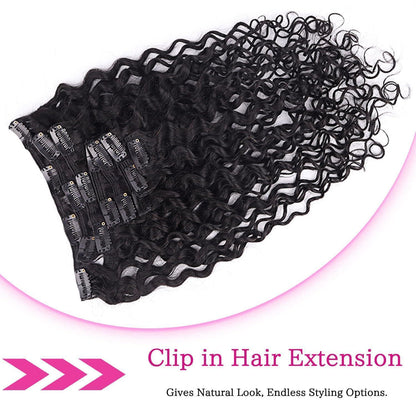 Kinky Curly Clip-in Haarverlängerung Echthaar 55cm Schwarz